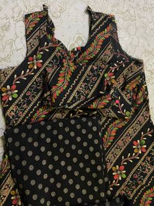 Elegant Black Semi stiched Suit Set