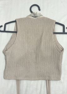 Lace Trim Drawstring Crop Top