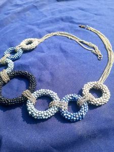 Blue Neck Piece With Silver Chains 💙