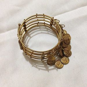 Golden Coin Charm Bangle Set