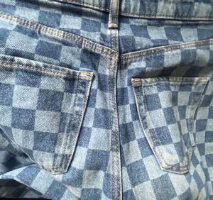 Checkered Denim Pants