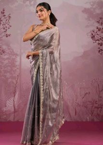 Elegant Silver Saree