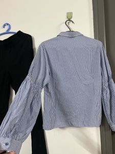 Striped Balloon Sleeve Shirt