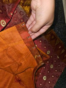 Mauve Colour Velvet Saree With Blouse