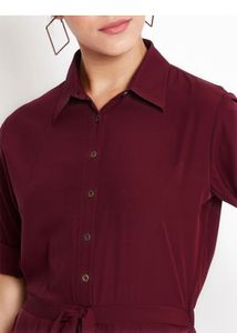 Maroon Shirt Dress