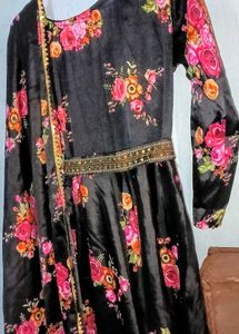 Floral Black Kurta Set