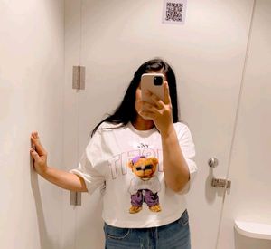 White Oversized Crop T-shirt!🤍