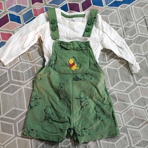 Full Sleeve Tshirt And Dungaree Set