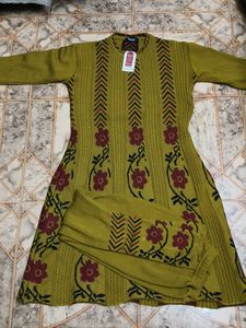 Floral Embroidered woolen kurta set