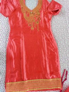 Elegant Satin  Peach Suit Set