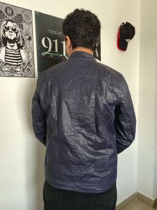 pure leather blue jacket