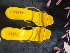Yellow Stalk Heeled Sandals