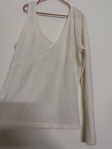 Ivory V-Neck Long Sleeve Top