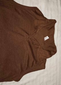 Brown Sleeveless Polo Shirt
