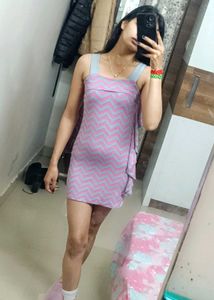Imported Chevron Print Pink Dress
