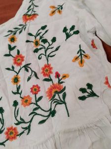 White Floral Embroidered Dress