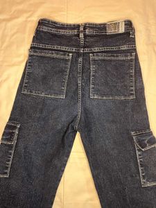 Dark-Wash Denim Cargo Jeans