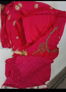 Pink Indian Kurta Sharara With Gold Beads &amp; Stones