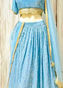Sky Blue Sequin Lehenga