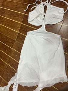 White Halter Mini Dress
