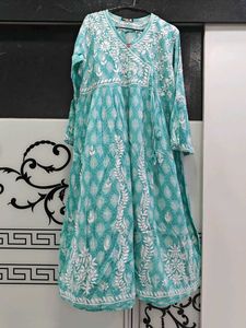 Elegant Lucknowi Chikkanari Gown Kurta
