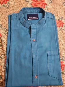 Band Collar Button Down Shirt