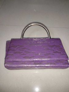 Purple Lace Top Handle Bag