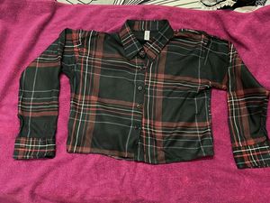 Black Checked Crop Shirt