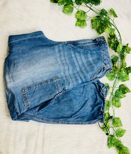 Wide Leg Denim Cargo Pants