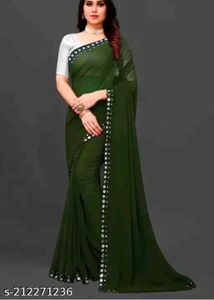 Elegant Black Mirror Work Saree