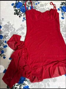 Red Mini Dress /Black padded push up bra