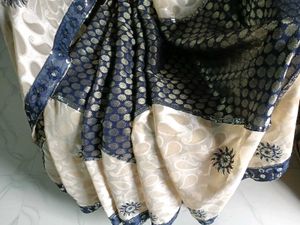 Elegant Blue &amp; Gold Sari