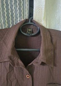 Brown Striped Shirt Tunic