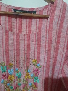Striped Embroidered Kurti