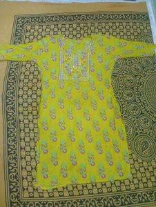 Yellow Floral Print Kurti xxl