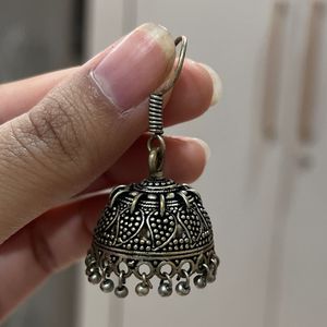 Oxidised Silver Plated Jhumka Earrings
