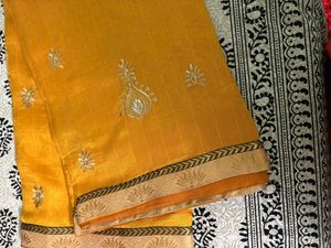 Chanderi Silk Yellow Saree