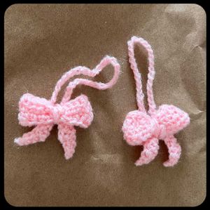 Crochet Pink Bow Ornaments