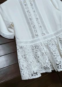 Zara Elegant White Lace Peplum Top