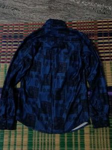 Blue Patterned Teddy Bear Shirt