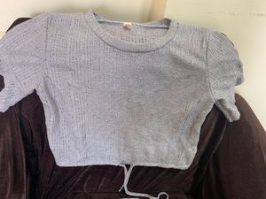 Grey Knit Cropped Top