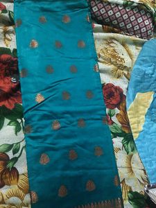 Teal & Gold Dress Fabric