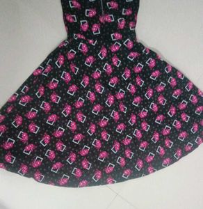 Black Floral &amp; Geometric Print Dress