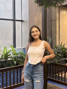 White Sleeveless Corset Top