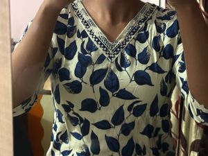 Blue Floral Print Kurta