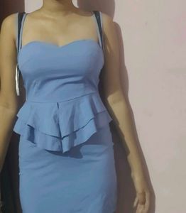Blue Peplum Mini Dress