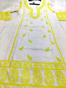 Chikankari Work Kurti And Pencil Pant
