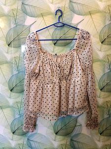 Polka Dot Sheer Sleeve Top