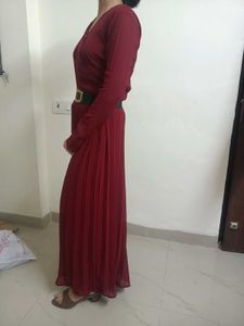 Elegant Maroon Wrap Maxi Dress