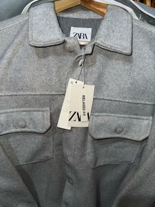 Grey ZARA cotton blended JACKET